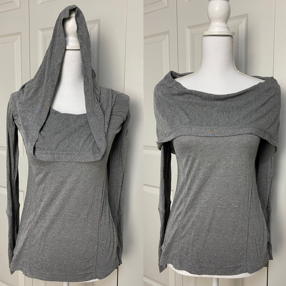 Zella Gray Athleisure Convertible Cowl Neck Top